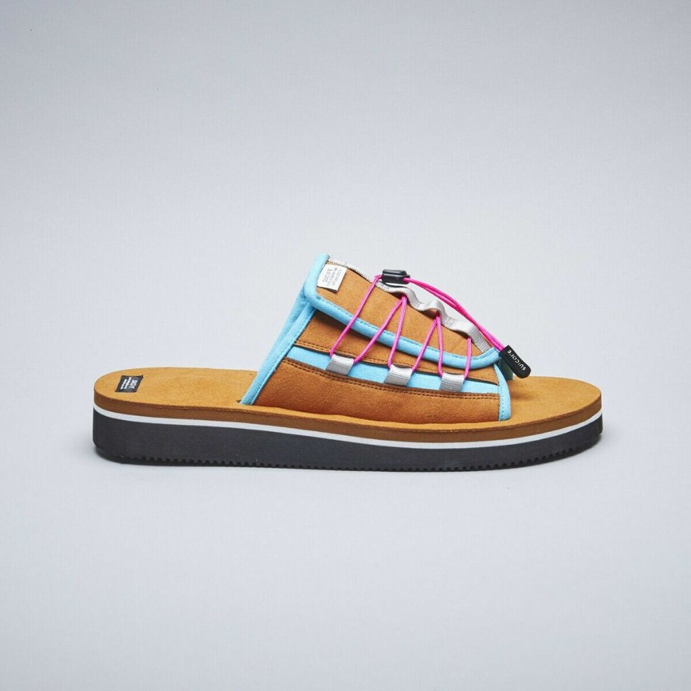 Suicoke OLAS-ECS Men's Slide Sandals Tan Blue Pink Size 10 43